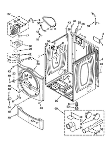 Cabinet Parts Diagram and Parts List for MDG25PRAWW1  Maytag Dryer