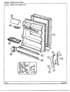Fresh Food Door Diagram and Parts List for 211340  Admiral Refrigerator