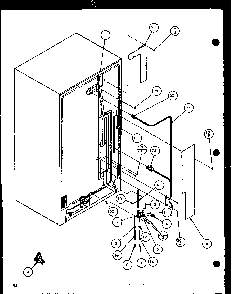 Cabinet Back Diagram and Parts List for SBD20K-P1117701W  Amana Refrigerator