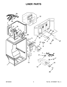 Liner Parts Diagram and Parts List for ARTX3028PW01  Amana Refrigerator