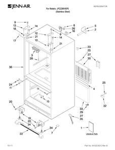 Cabinet Parts Diagram and Parts List for JFC2290VEP3  Jenn-Air Refrigerator