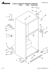 Cabinet Parts Diagram and Parts List for A2RXNMFWB00  Amana Refrigerator