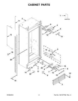 Cabinet Parts Diagram and Parts List for ALOVE24FLC00  Maytag Freezer