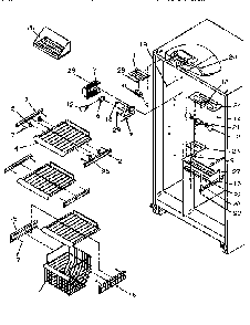Freezer Shelving Diagram and Parts List for SSD25SL-P119042WL  Amana Refrigerator