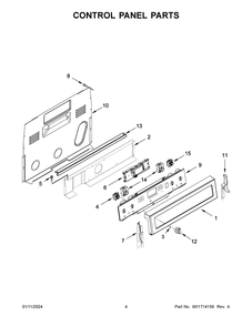 Control Panel Parts Diagram and Parts List for YMER8800FZ7  Maytag Range