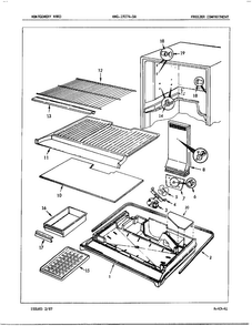 Freezer Compartment Diagram and Parts List for 19274A  Admiral Refrigerator