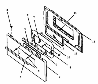 Oven Door Assembly Diagram and Parts List for GBK39HG ALL Amana Range