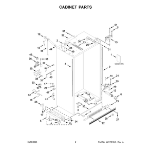 Cabinet Parts Diagram and Parts List for JBSFS48NMX25  Jenn-Air Refrigerator