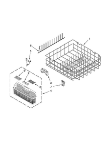Lower Rack Parts Diagram and Parts List for JDB3650AWR4  Jenn-Air Dishwasher