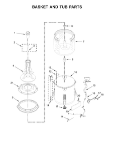 Basket And Tub Parts Diagram and Parts List for 4KNTW4705FW0  Amana Washer