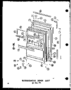 Refrigerator Door Assy 23 Cu. Ft. Diagram and Parts List for TC18B-P73500-7W  Amana Refrigerator