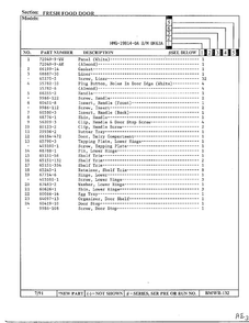Fresh Food Door Page 2 Diagram and Parts List for 19814-0A  Admiral Refrigerator