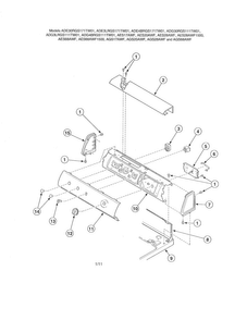 Control Panel-rear Control Diagram and Parts List for ADE30RGS171TW01  Speed Queen Dryer