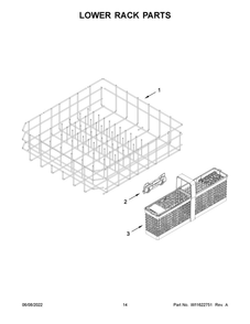 Lower Rack Parts Diagram and Parts List for MDB9979SKZ1  Maytag Dishwasher
