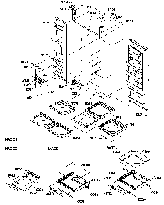 Ref/fz Shelves, Lights, And Hinges Diagram and Parts List for SCD25TW-P1190422WW  Amana Refrigerator
