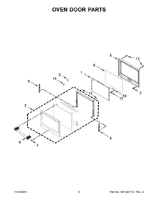 Oven Door Parts Diagram and Parts List for MEW9530FZ02  Maytag Wall Oven
