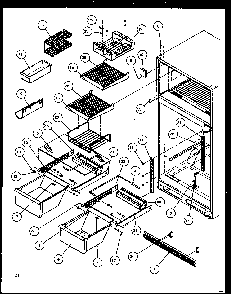 Cabinet Shelving Diagram and Parts List for TG18RBW-P1158303WW  Amana Refrigerator