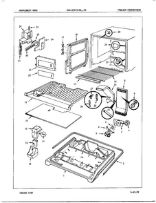 Freezer Compartment Diagram and Parts List for 23973A  Admiral Refrigerator