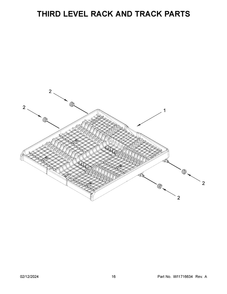 Third Level Rack And Track Parts Diagram and Parts List for MDPS6124RZ0  Maytag Dishwasher