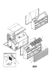 Outer Case Assembly Diagram and Parts List for TE11085W2-TE11085W2  Amana Air Conditioner