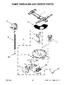 Pump, Washarm And Motor Parts Diagram and Parts List for 66514793N513  Kenmore Dishwasher