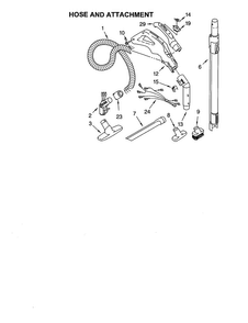 Hose And Attachment Diagram and Parts List for 11620813004  Kenmore Canister Vacuum