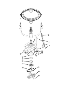 Gearcase, Motor And Pump Parts Diagram and Parts List for 4KATW4830EW0  Admiral Washer