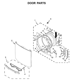 Door Parts Diagram and Parts List for MED6630HW2  Maytag Dryer