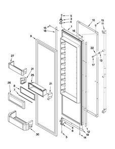 Refrigerator Door Parts Diagram and Parts List for JS48SEDUEA02  Jenn-Air Refrigerator