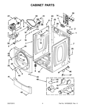 02 - Cabinet Parts Diagram and Parts List for YMEDE301YG1  Maytag Dryer