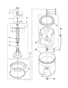 Agitator, Basket And Tub Parts Diagram and Parts List for MVWC450WW0  Maytag Washer