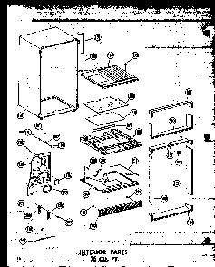 Interior Parts 16 Cu. Ft. Diagram and Parts List for T16W-P60303-53W  Amana Refrigerator