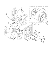Bulkhead Parts Diagram and Parts List for YAED4475TQ1  Admiral Dryer