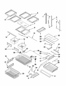 Shelf Parts Diagram and Parts List for GB2026LEKS8  Amana Refrigerator