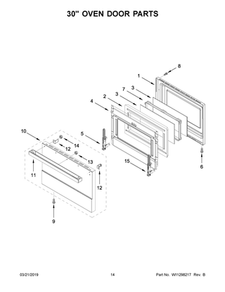 30" Oven Door Parts Diagram and Parts List for JDRP548HM00  Maytag Range