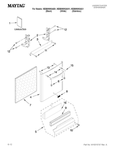 Door And Panel Parts Diagram and Parts List for MDB8959SAB1  Maytag Dishwasher