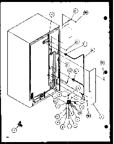 Cabinet Back Diagram and Parts List for SBD20K-P1117701W  Amana Refrigerator