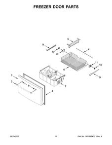 Freezer Door Parts Diagram and Parts List for MFI2570FEW09  Maytag Refrigerator
