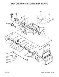 Motor And Ice Container Parts Diagram and Parts List for ASI2575FRB00  Amana Refrigerator