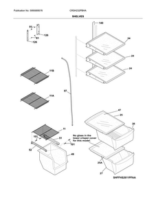 Shelves Diagram and Parts List for CRSH232PBHA  Crosley Refrigerator