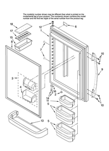 Refrigerator Door Parts Diagram and Parts List for AB2225PEKW12  Amana Refrigerator