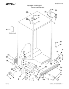 Cabinet Parts Diagram and Parts List for MSD2574VEM11  Maytag Refrigerator