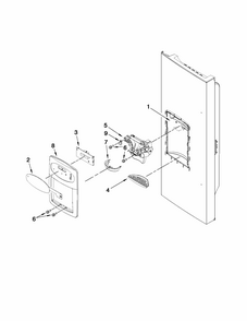 Dispenser Front Parts Diagram and Parts List for MFI2269VEM1  Maytag Refrigerator