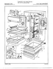 Fresh Food Compartment Assembly Diagram and Parts List for 22972A  Admiral Refrigerator