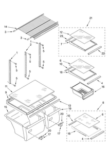 Shelf Parts Diagram and Parts List for A9RXNMFWB01  Amana Refrigerator