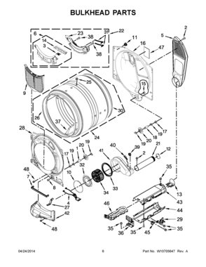 04 - BULKHEAD PARTS Diagram and Parts List for YMED3100DW0  Maytag Dryer