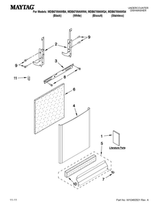 Door And Panel Parts Diagram and Parts List for MDB6709AWW4  Maytag Dishwasher