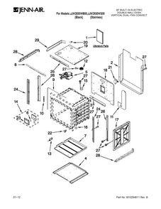 Upper Oven Parts Diagram and Parts List for JJW2530WS00  Jenn-Air Wall Oven