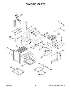 Chassis Parts Diagram and Parts List for YMER8800FZ6  Maytag Range