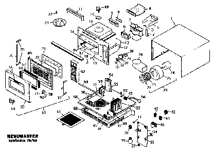Section 1 Diagram and Parts List for 70 4001 Amana Microwave